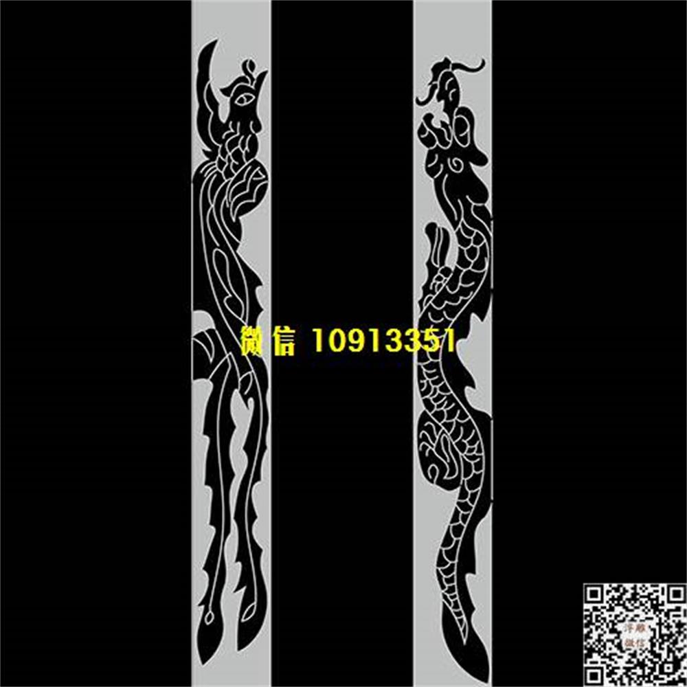 精雕图188龙凤柱子精雕图线雕图线条图单线铣底图_电脑雕刻plt文泰矢量图精雕图浮雕图